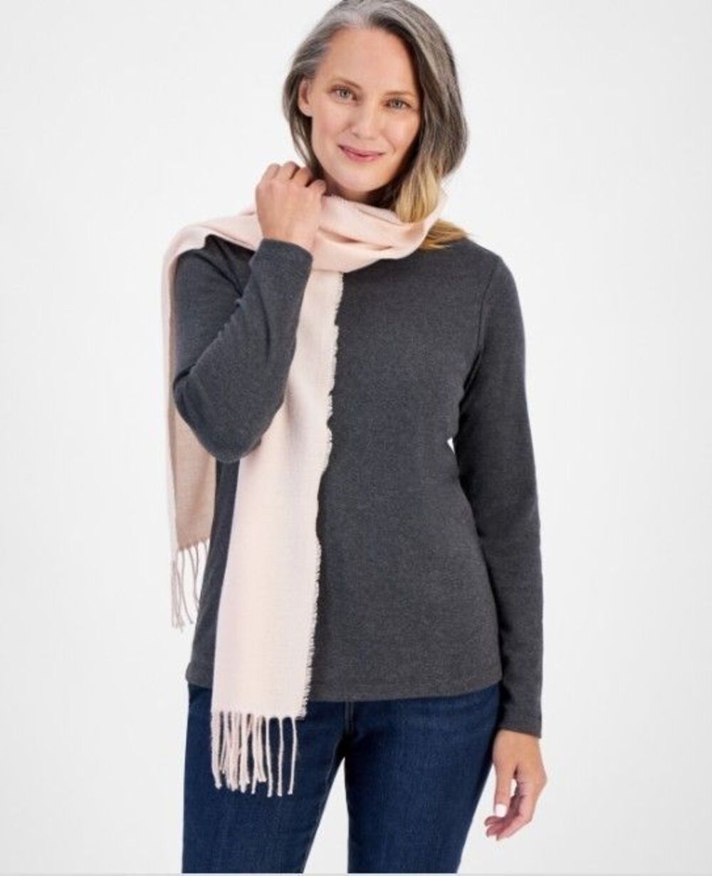 Style & Co Fringe Trim Solid Soft Wrap Women's One Size Blush 194914866033